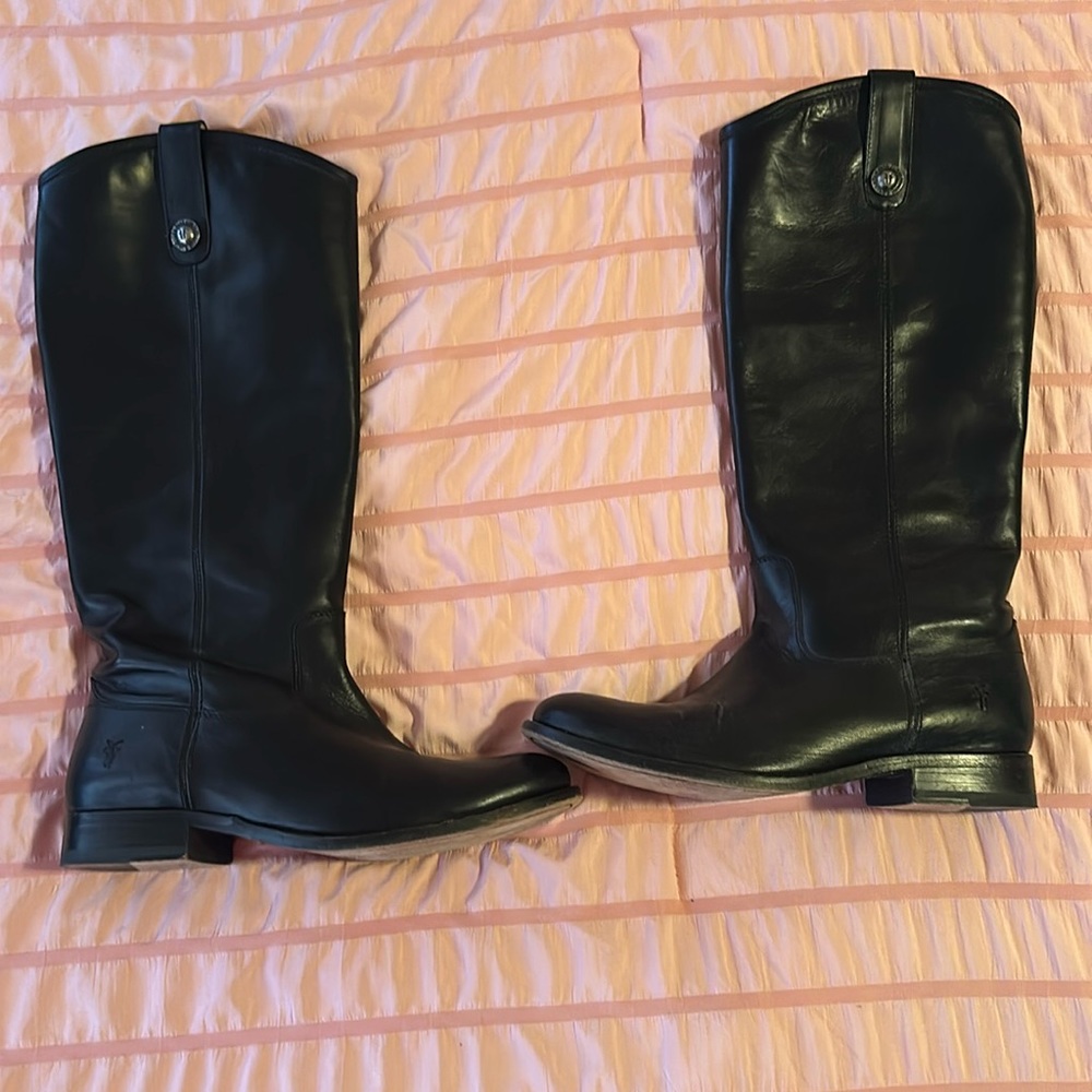 Frye Black Tall Leather Riding Boots